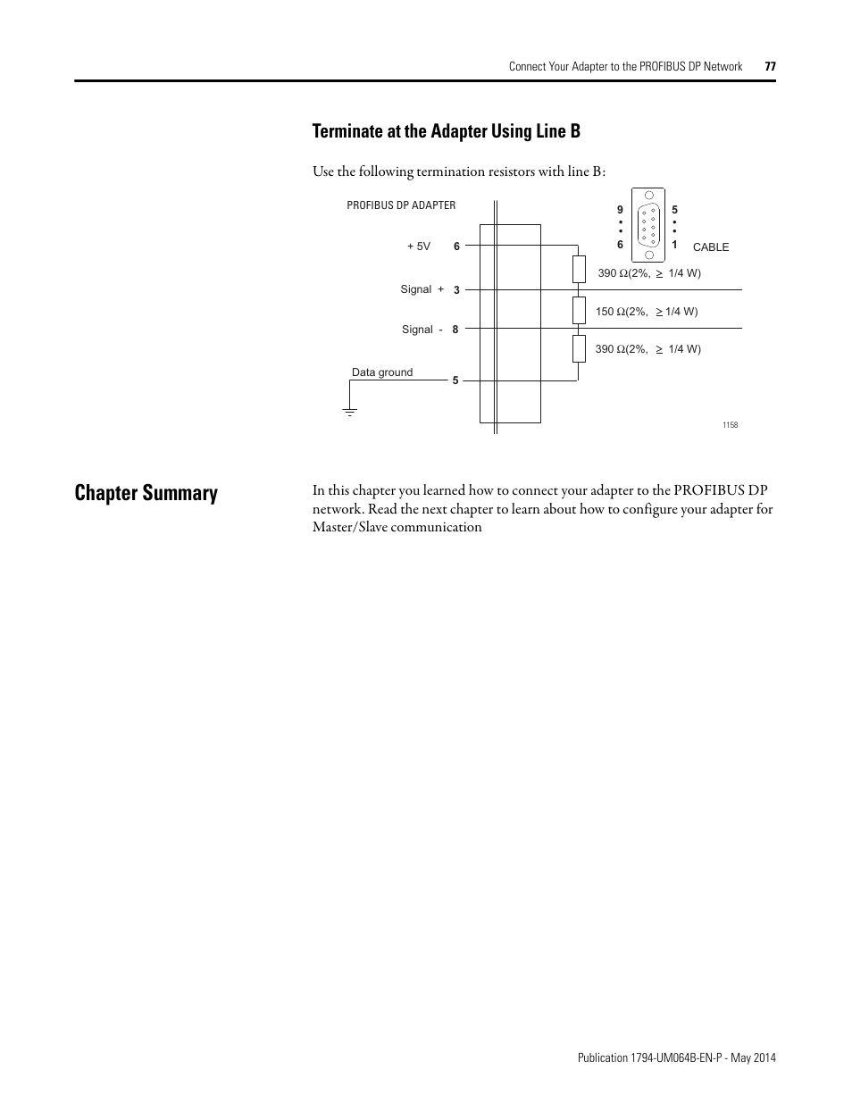 Terminate at the adapter using line b, Chapter summary | Rockwell Automation 1794-APBDPV1 FLEX I/O PROFIBUS Adapter User Manual User Manual | Page 89 / 153