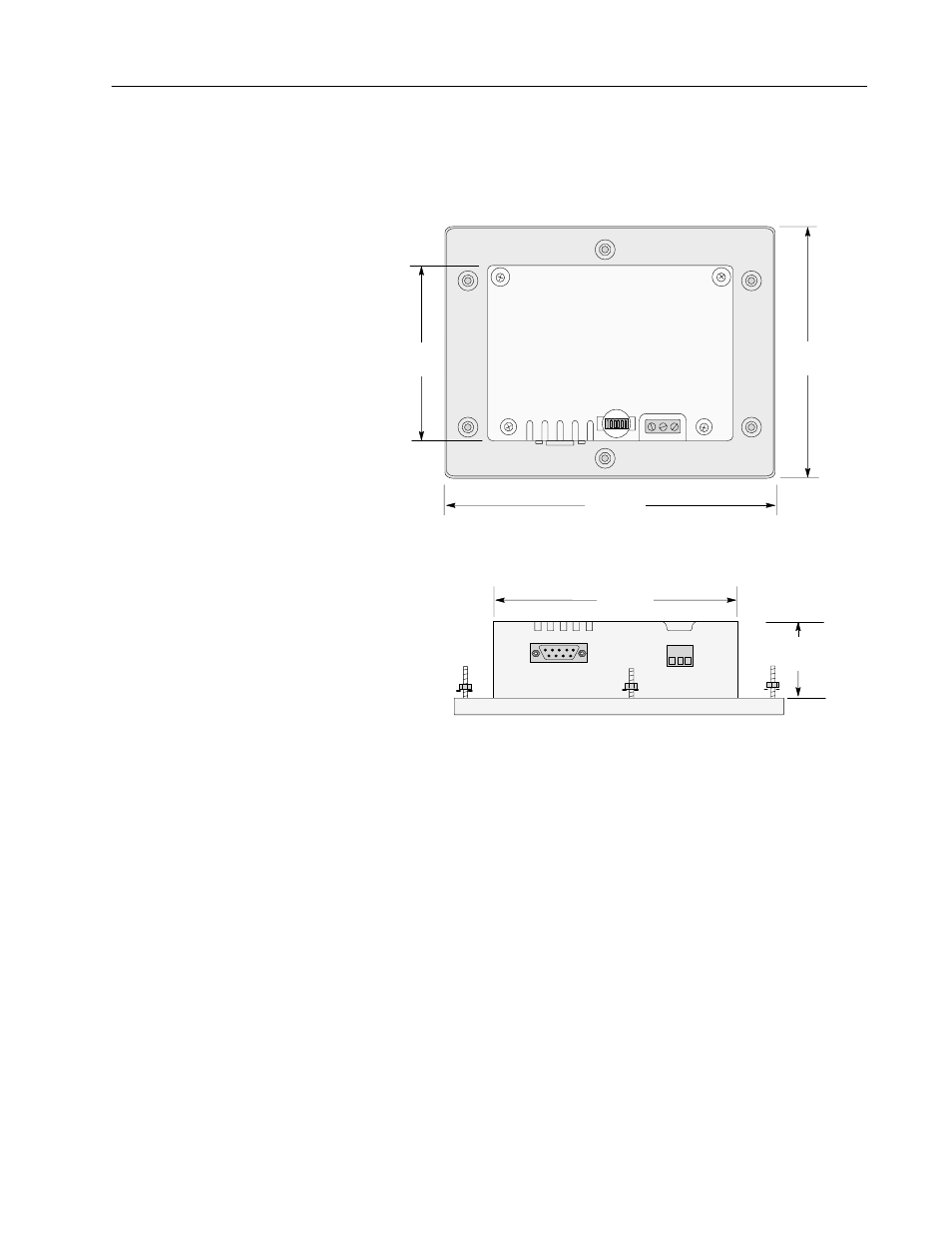 Mounting dimensions | Rockwell Automation 2707-M232P3xX, -M485P3X DTAM Micro Operator Interface Installation Instructions User Manual | Page 5 / 16