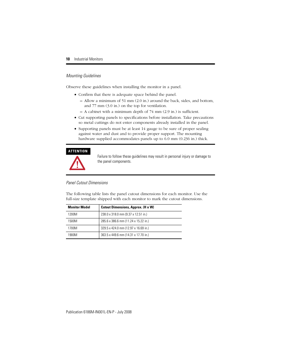 Rockwell Automation 6186-Mxxx Industrial Monitors Installation Instructions User Manual | Page 10 / 28