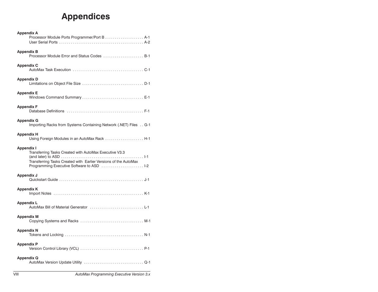 Appendices | Rockwell Automation 57C620 AutoMax Programming Executive Version 3.8 User Manual | Page 10 / 298
