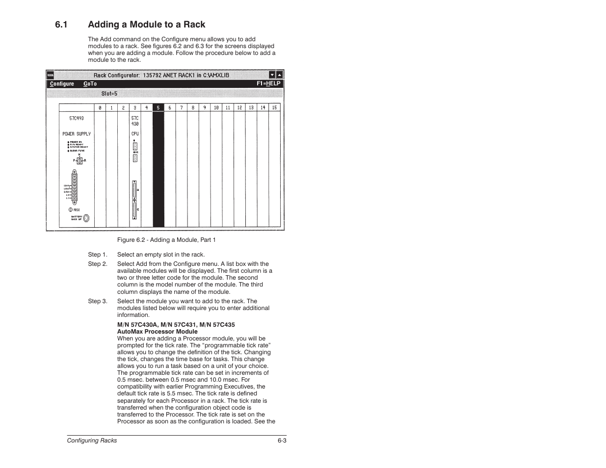 1 adding a module to a rack | Rockwell Automation 57C620 AutoMax Programming Executive Version 3.8 User Manual | Page 101 / 298