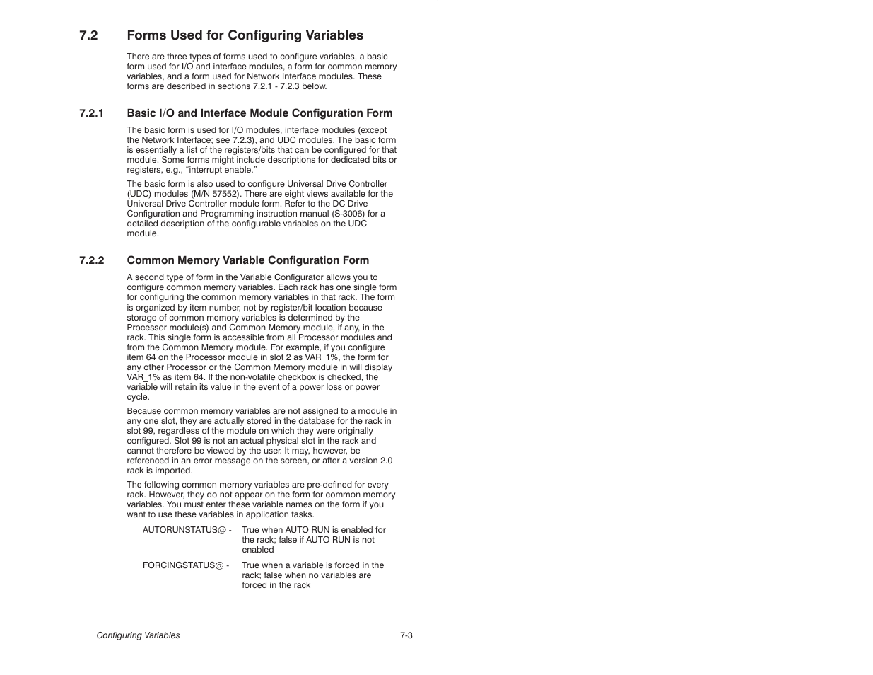 2 forms used for configuring variables | Rockwell Automation 57C620 AutoMax Programming Executive Version 3.8 User Manual | Page 115 / 298