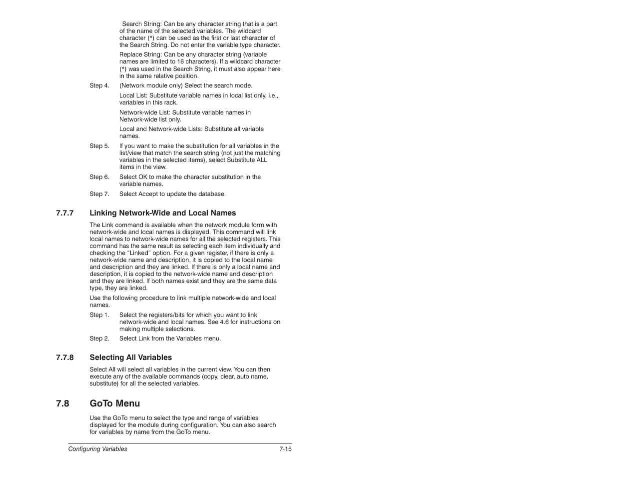 8 goto menu | Rockwell Automation 57C620 AutoMax Programming Executive Version 3.8 User Manual | Page 127 / 298