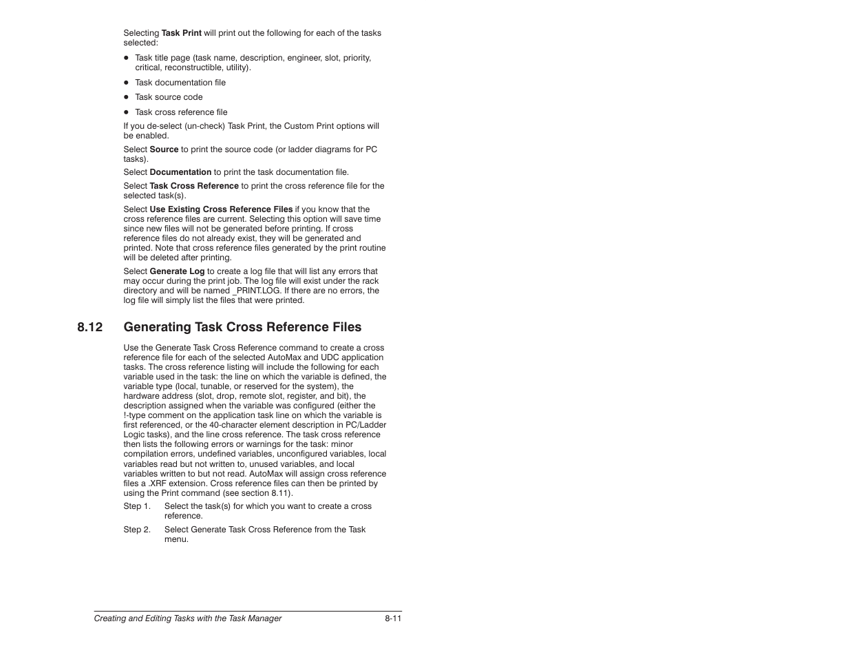 12 generating task cross reference files | Rockwell Automation 57C620 AutoMax Programming Executive Version 3.8 User Manual | Page 139 / 298