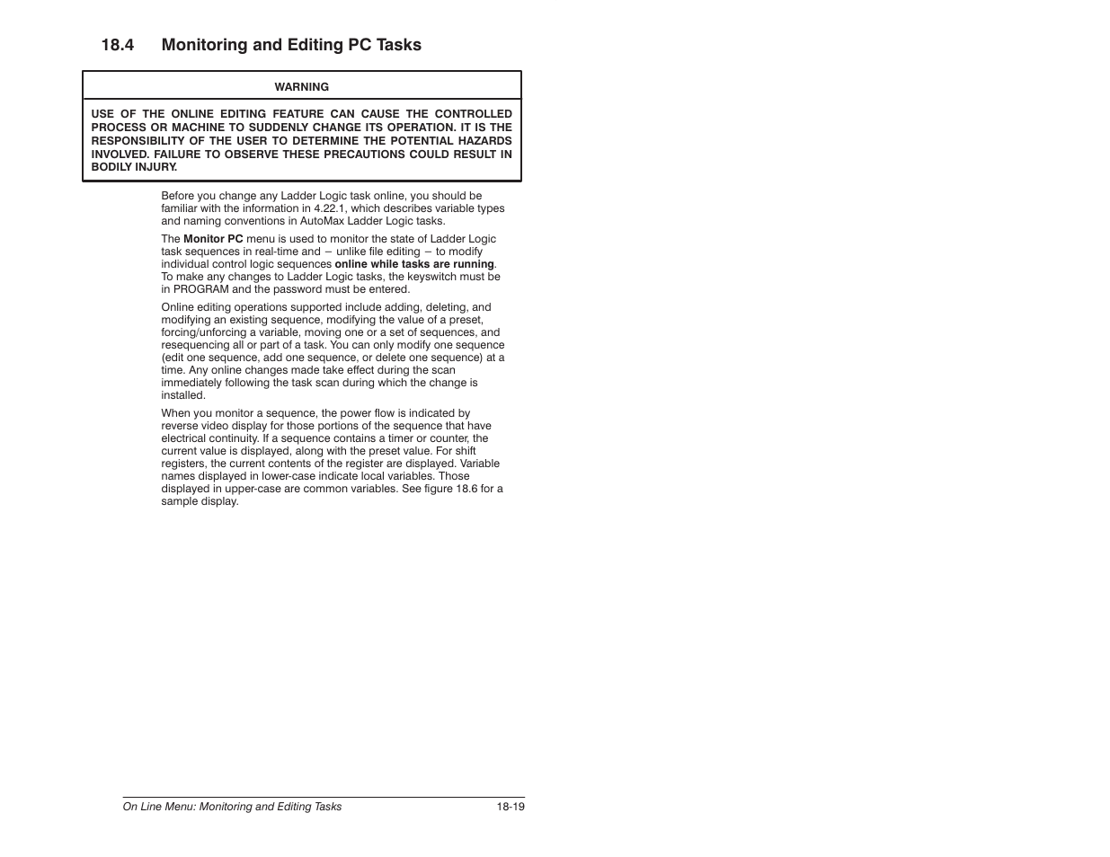 4 monitoring and editing pc tasks | Rockwell Automation 57C620 AutoMax Programming Executive Version 3.8 User Manual | Page 207 / 298