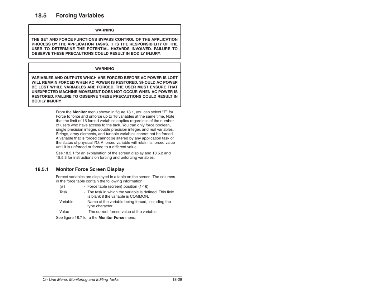 5 forcing variables | Rockwell Automation 57C620 AutoMax Programming Executive Version 3.8 User Manual | Page 217 / 298