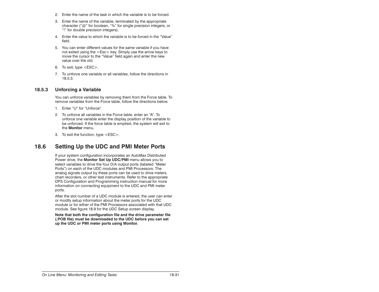 6 setting up the udc and pmi meter ports | Rockwell Automation 57C620 AutoMax Programming Executive Version 3.8 User Manual | Page 219 / 298