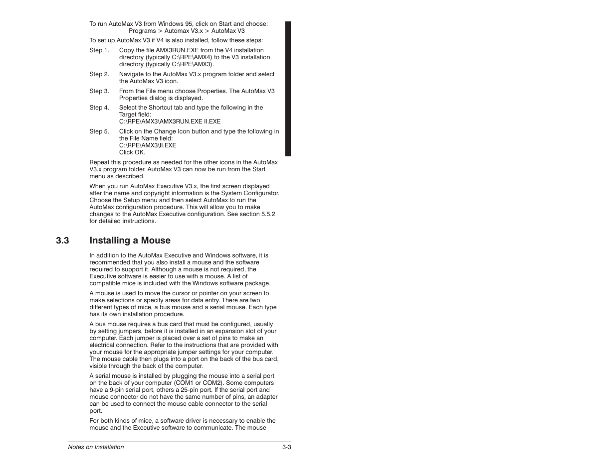 3 installing a mouse | Rockwell Automation 57C620 AutoMax Programming Executive Version 3.8 User Manual | Page 31 / 298