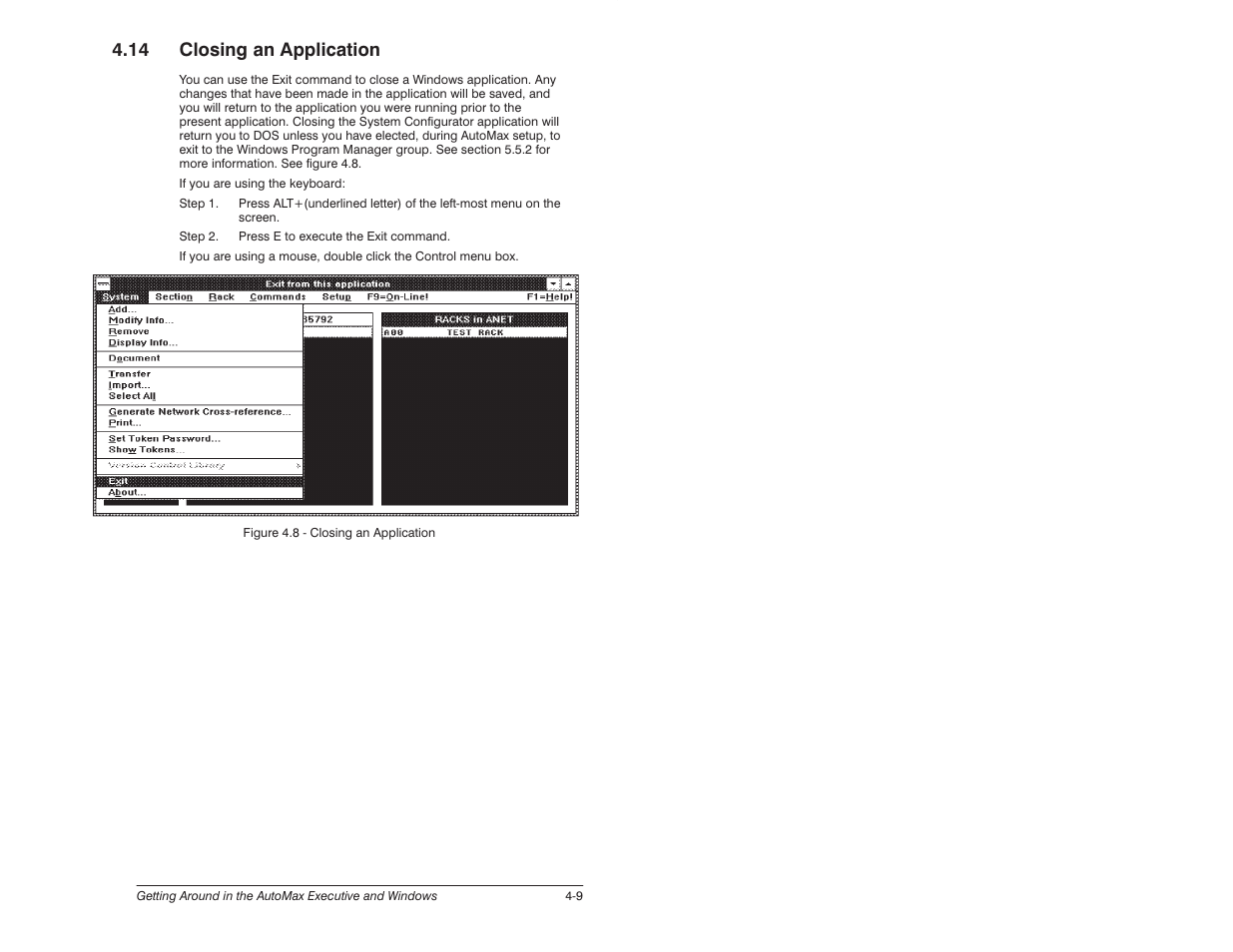 14 closing an application | Rockwell Automation 57C620 AutoMax Programming Executive Version 3.8 User Manual | Page 43 / 298