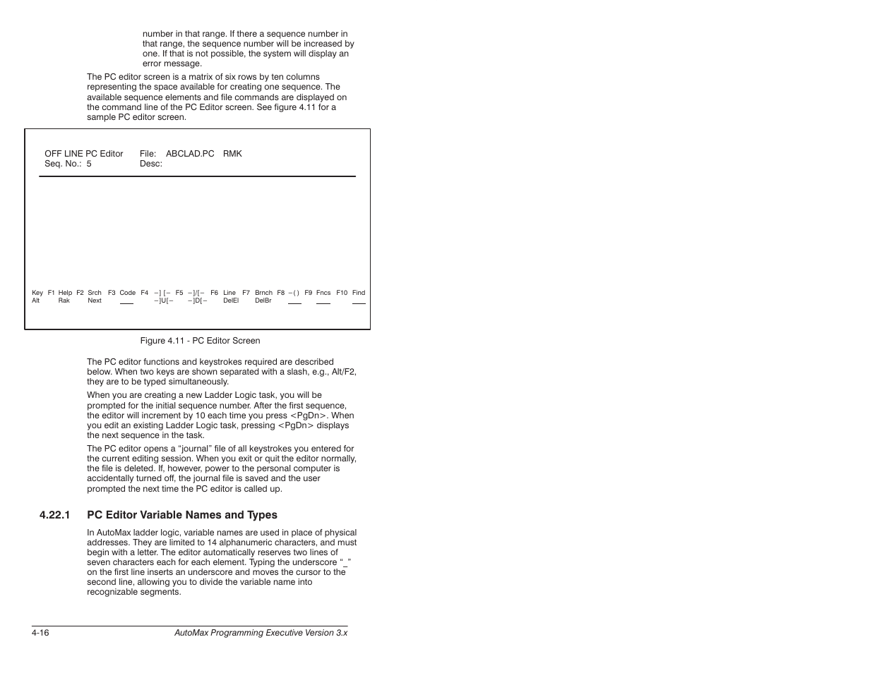 1 pc editor variable names and types | Rockwell Automation 57C620 AutoMax Programming Executive Version 3.8 User Manual | Page 50 / 298