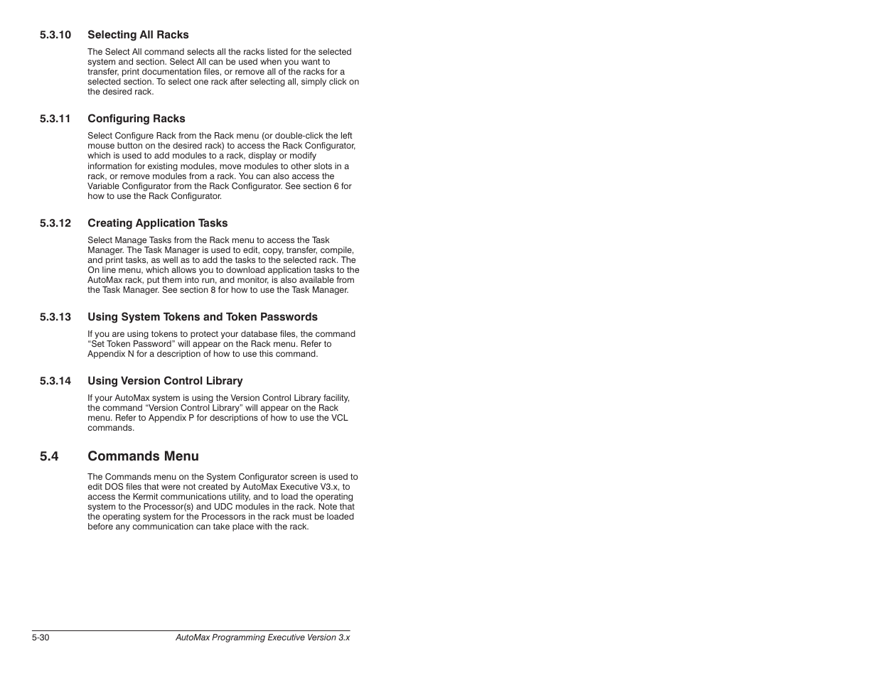 4 commands menu | Rockwell Automation 57C620 AutoMax Programming Executive Version 3.8 User Manual | Page 86 / 298