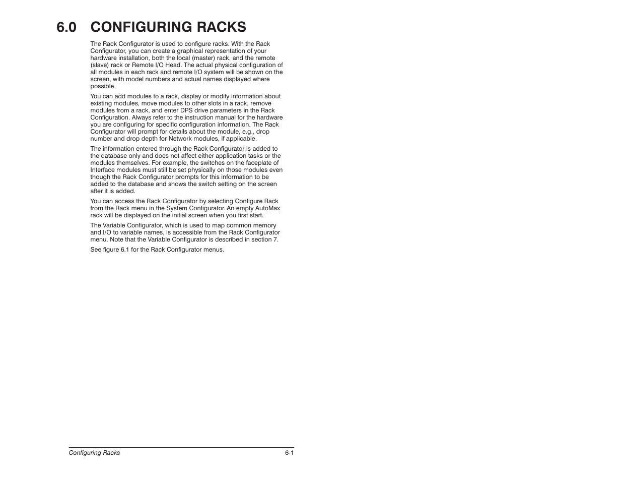 0 - configuring racks, 0 configuring racks | Rockwell Automation 57C620 AutoMax Programming Executive Version 3.8 User Manual | Page 99 / 298