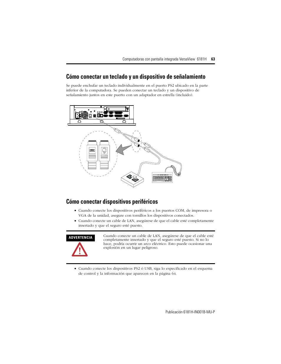 Cómo conectar dispositivos periféricos | Rockwell Automation 6181X-15xxxxxxx VersaView 6181X-IN001B-MU-P User Manual | Page 63 / 104