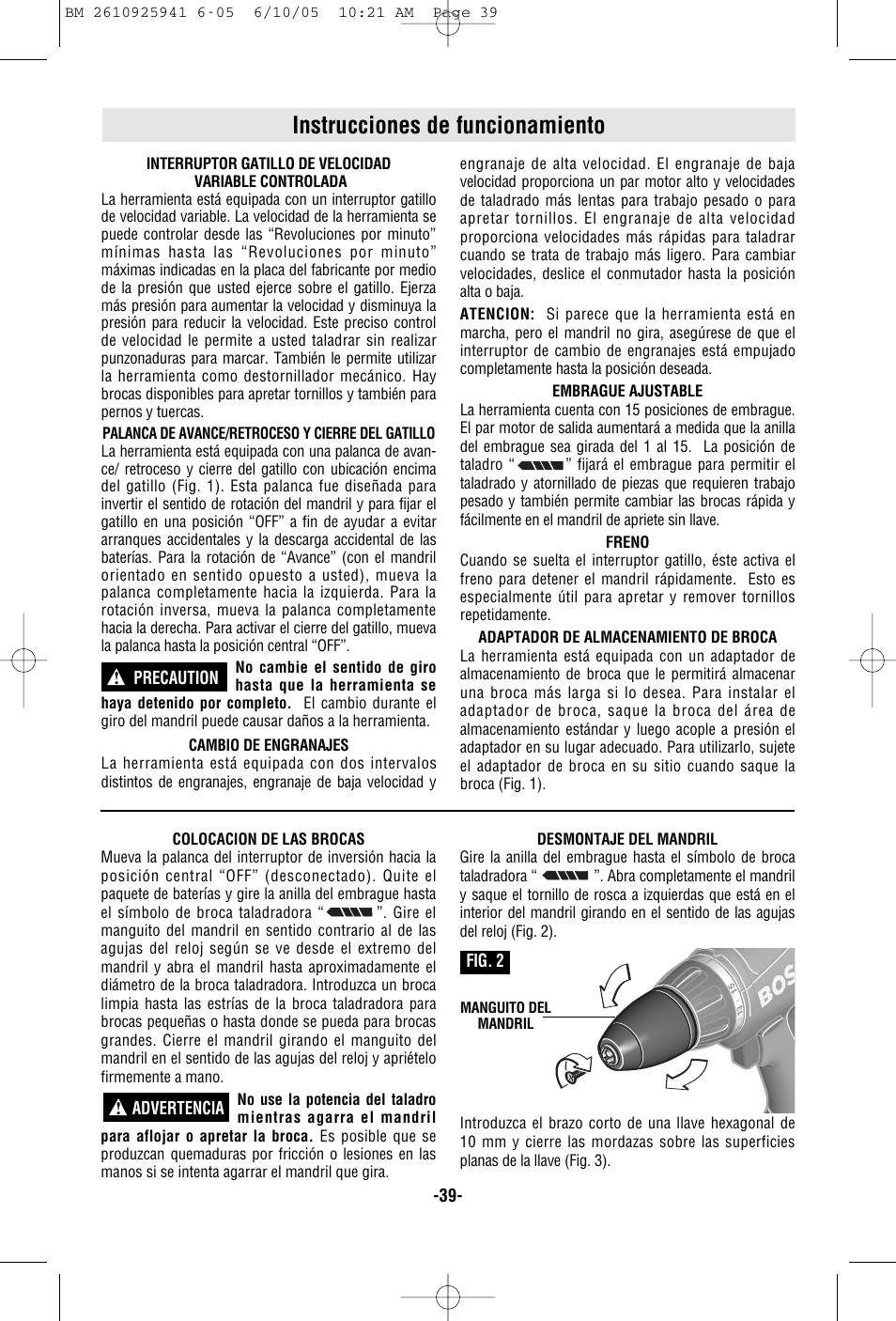 Instrucciones de funcionamiento | Bosch 32618 User Manual | Page 39 / 48