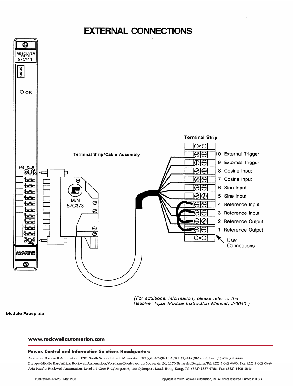 External connections, Back cover | Rockwell Automation 57C411 Module Specs Resolver Input Module User Manual | Page 2 / 2