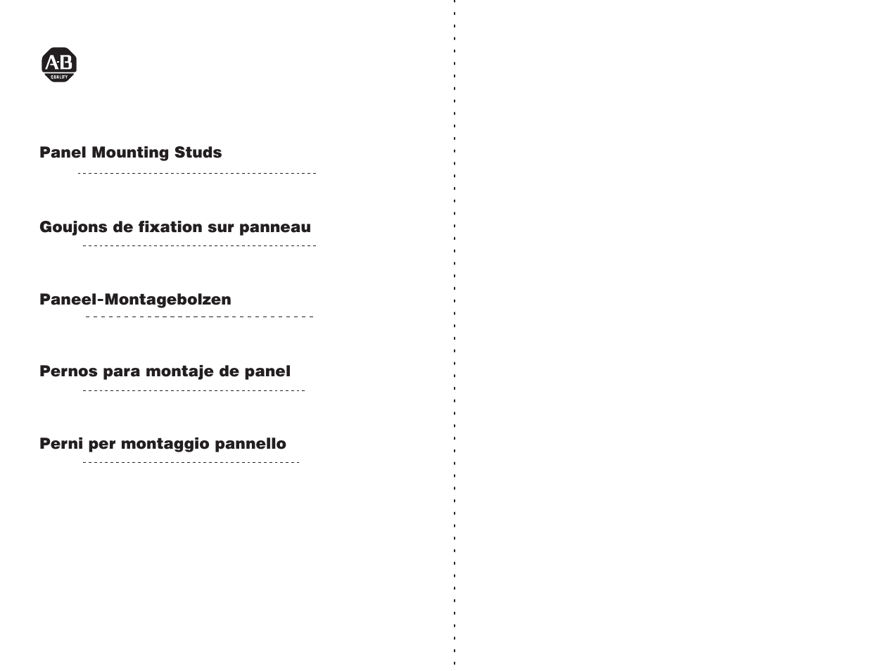 Rockwell Automation 2711-NP3 Panel Mounting Studs for PanelView 1400 Terminals User Manual | 12 pages