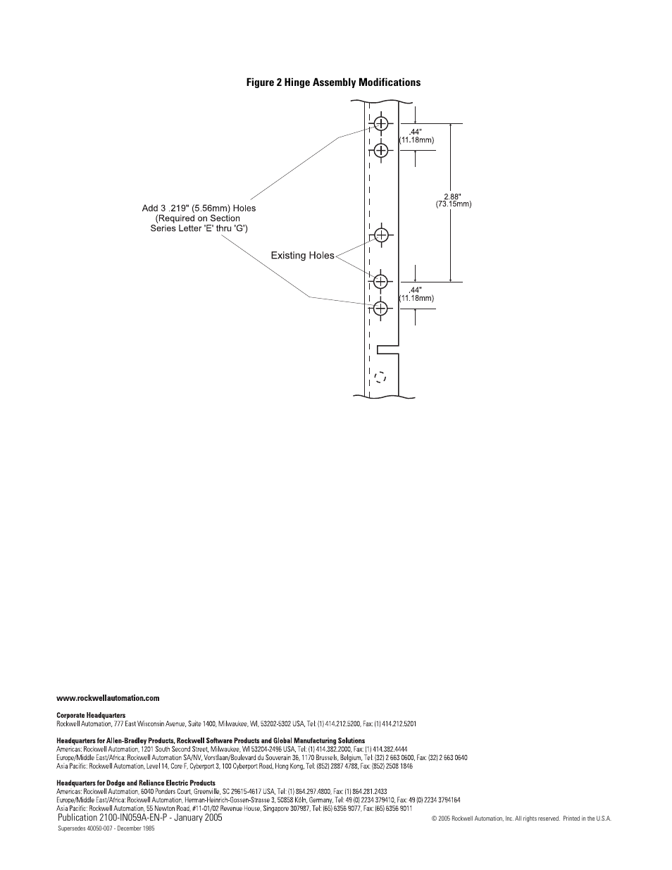 Rockwell Automation CENTERLINE MCC Hinge Assembly Instruction for 1/2 Space Factor User Manual | Page 2 / 2