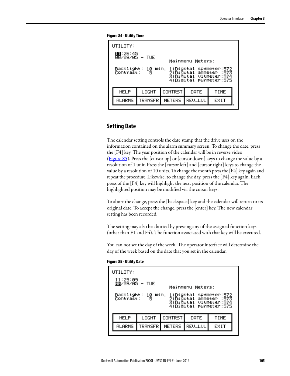 Setting date, Figure 84 | Rockwell Automation 7000L PowerFlex Medium Voltage AC Drive (C-Frame) - ForGe Control User Manual | Page 105 / 432