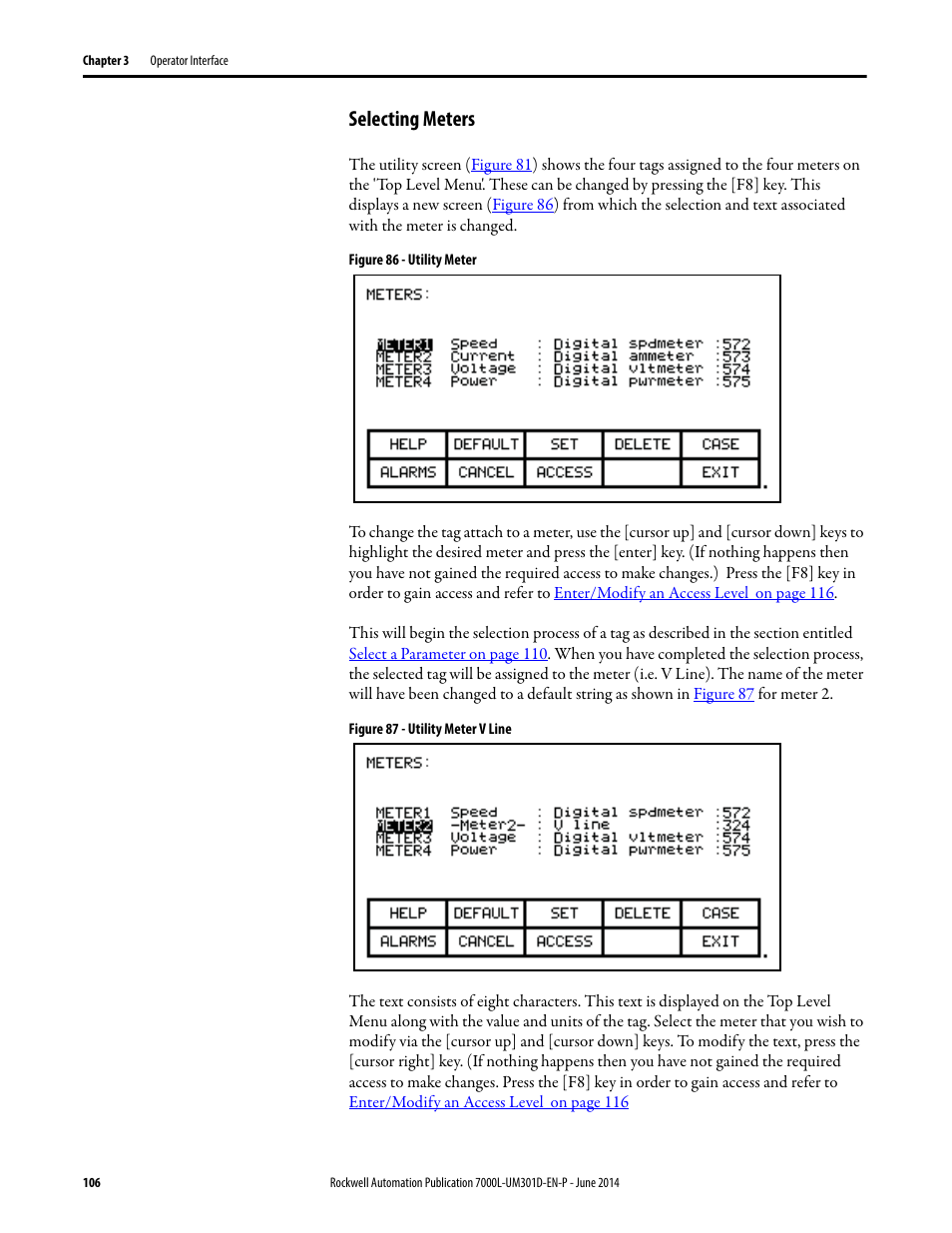 Selecting meters | Rockwell Automation 7000L PowerFlex Medium Voltage AC Drive (C-Frame) - ForGe Control User Manual | Page 106 / 432