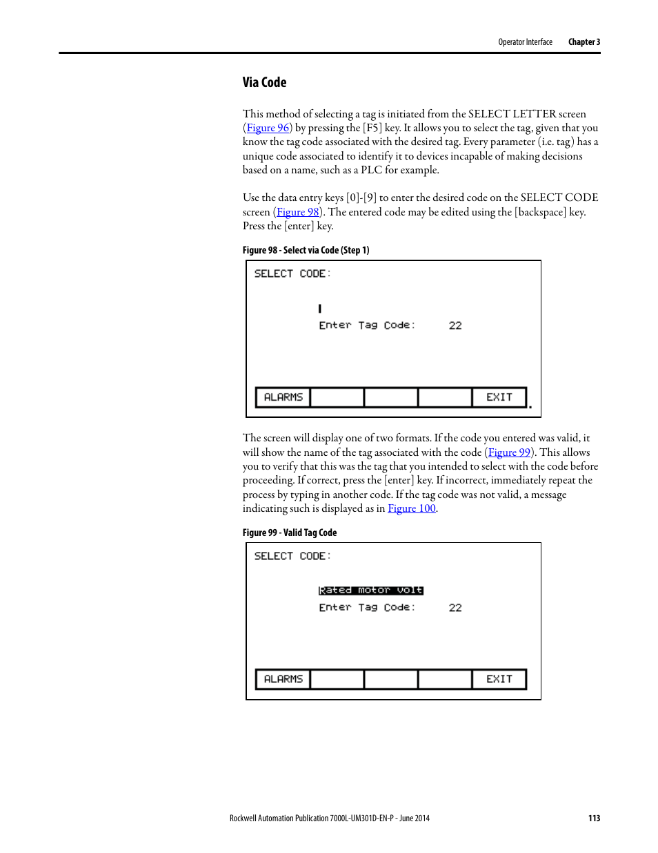 Via code | Rockwell Automation 7000L PowerFlex Medium Voltage AC Drive (C-Frame) - ForGe Control User Manual | Page 113 / 432