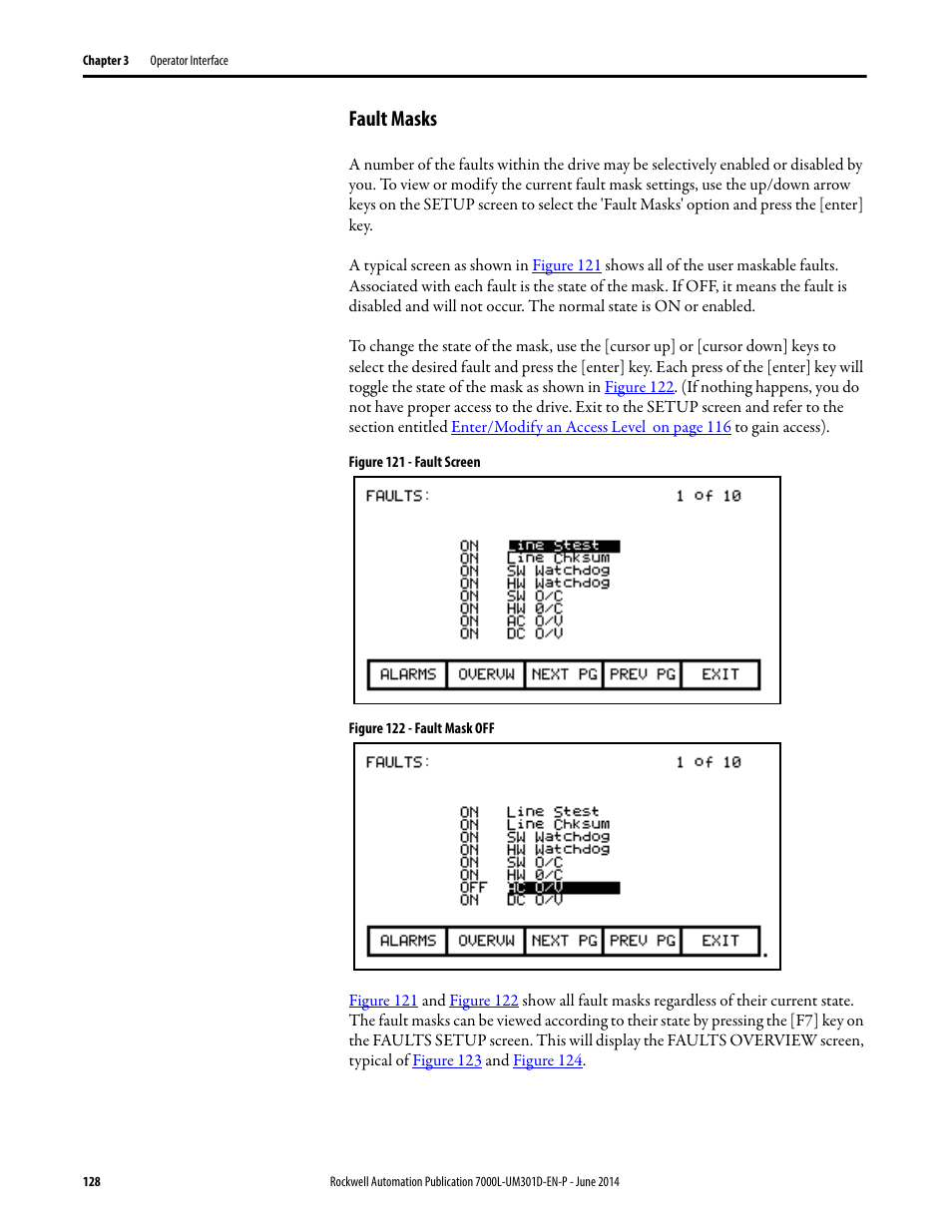 Fault masks | Rockwell Automation 7000L PowerFlex Medium Voltage AC Drive (C-Frame) - ForGe Control User Manual | Page 128 / 432