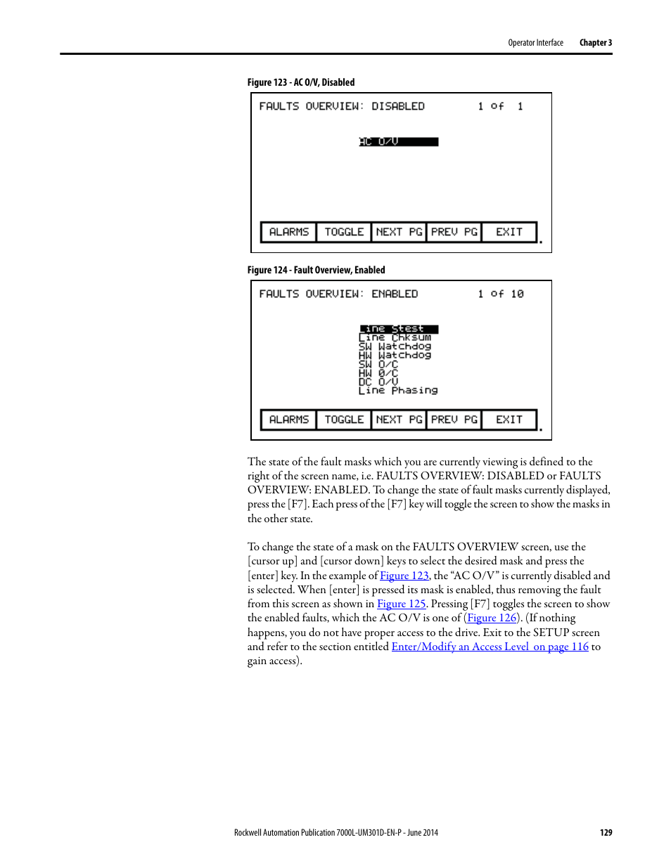 Figure 123, Figure 124 | Rockwell Automation 7000L PowerFlex Medium Voltage AC Drive (C-Frame) - ForGe Control User Manual | Page 129 / 432