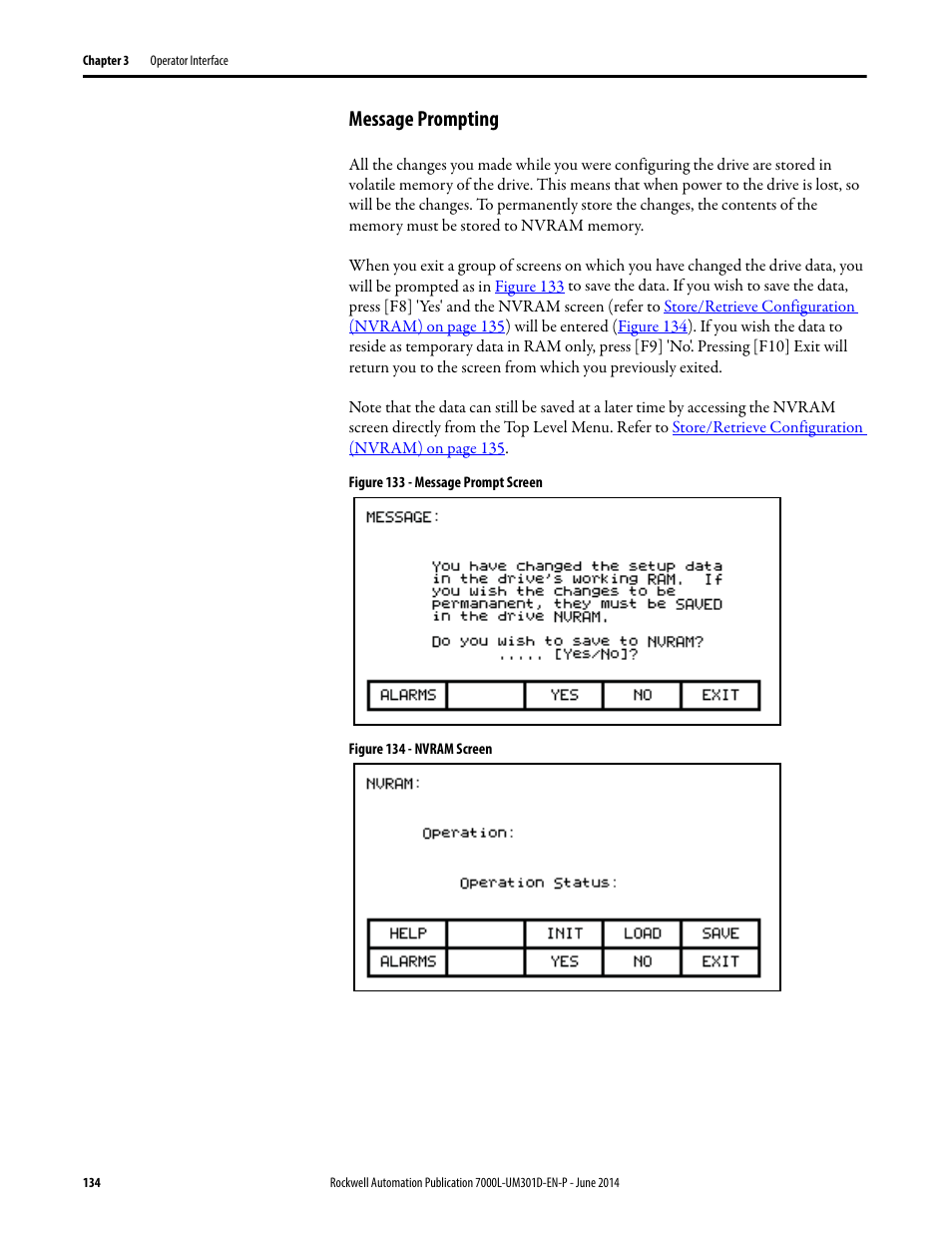Message prompting | Rockwell Automation 7000L PowerFlex Medium Voltage AC Drive (C-Frame) - ForGe Control User Manual | Page 134 / 432