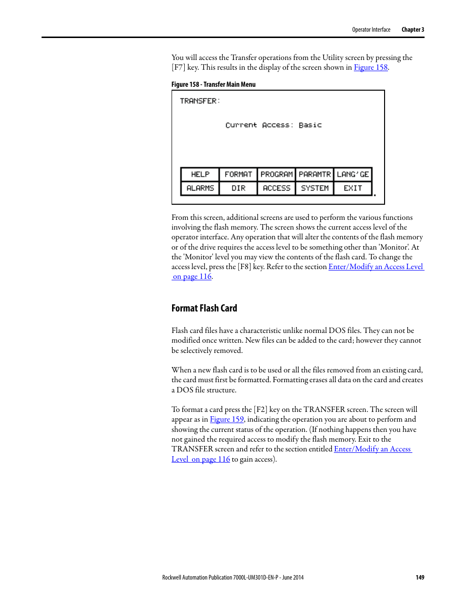 Format flash card, Figure 158 | Rockwell Automation 7000L PowerFlex Medium Voltage AC Drive (C-Frame) - ForGe Control User Manual | Page 149 / 432