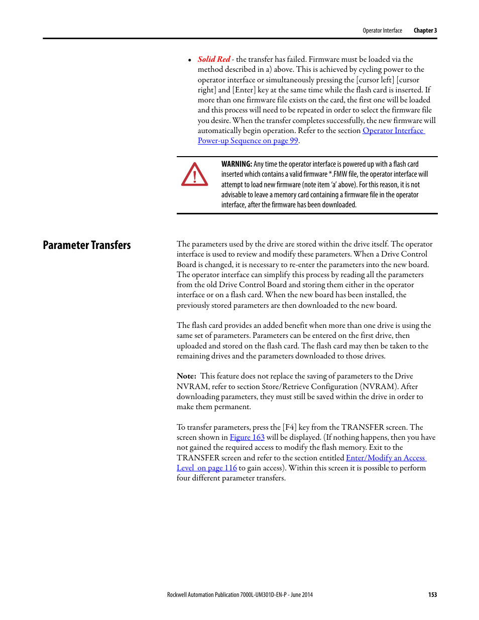 Parameter transfers | Rockwell Automation 7000L PowerFlex Medium Voltage AC Drive (C-Frame) - ForGe Control User Manual | Page 153 / 432