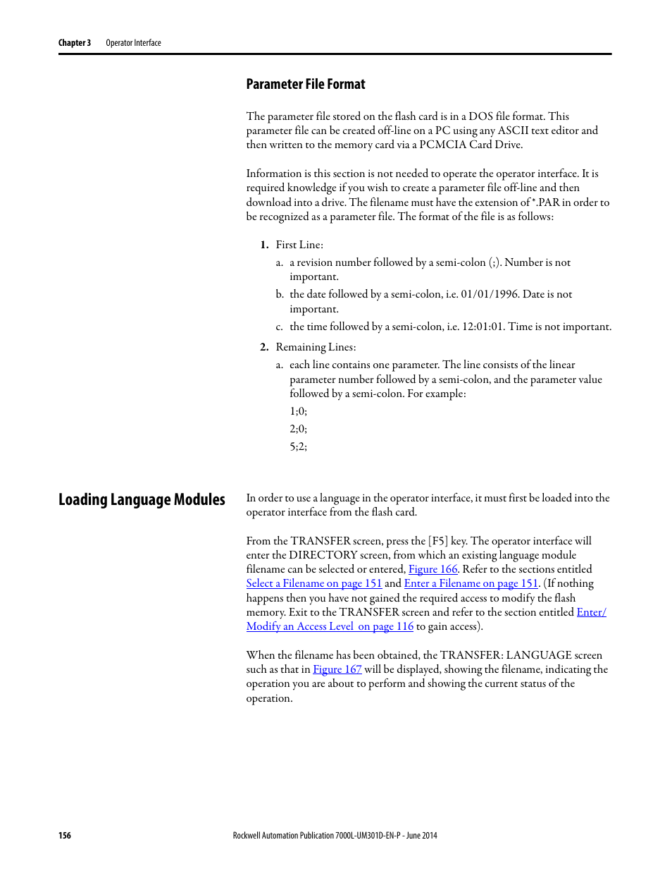 Parameter file format, Loading language modules | Rockwell Automation 7000L PowerFlex Medium Voltage AC Drive (C-Frame) - ForGe Control User Manual | Page 156 / 432