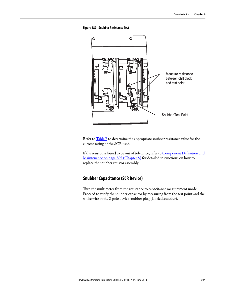 Snubber capacitance (scr device) | Rockwell Automation 7000L PowerFlex Medium Voltage AC Drive (C-Frame) - ForGe Control User Manual | Page 205 / 432