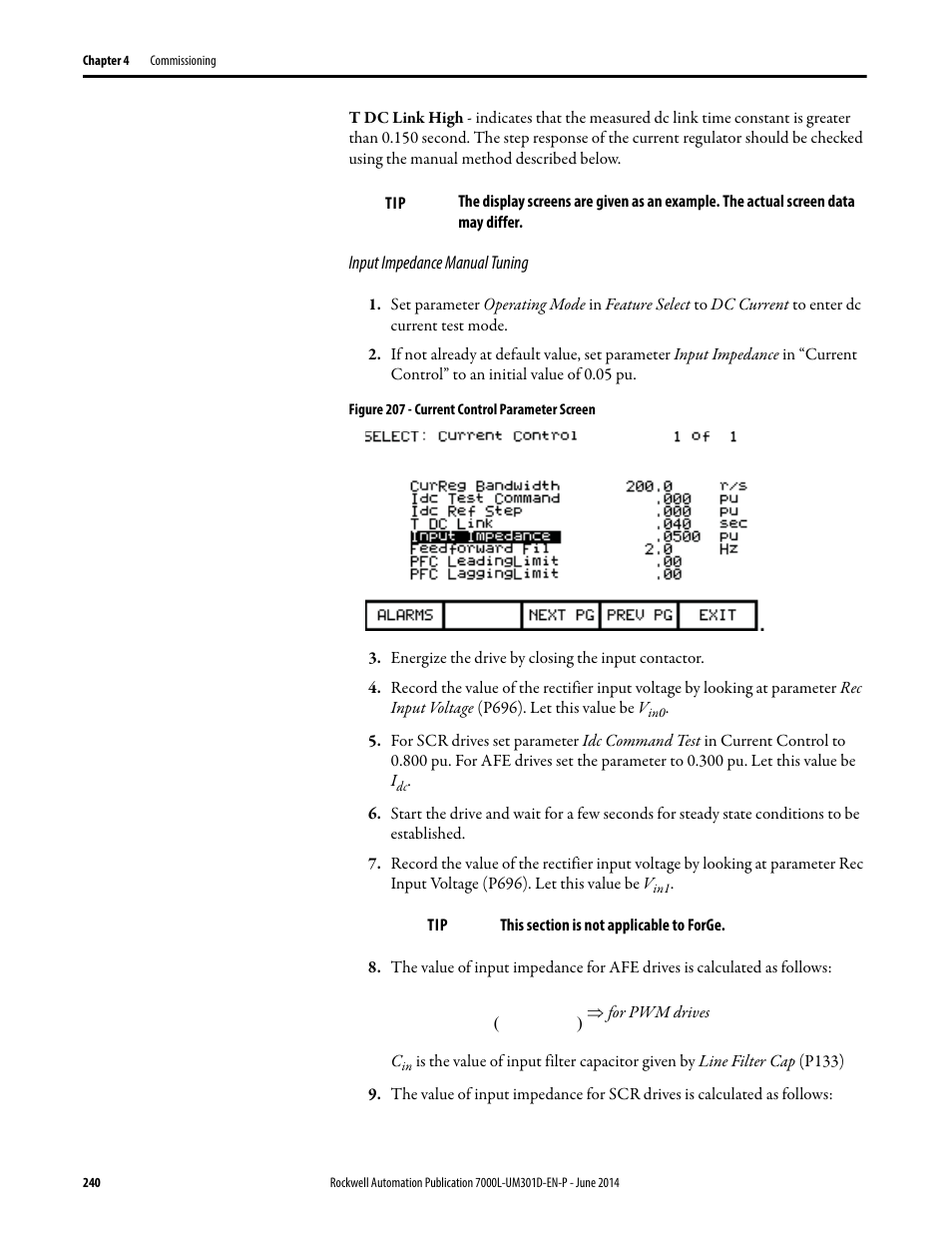 Rockwell Automation 7000L PowerFlex Medium Voltage AC Drive (C-Frame) - ForGe Control User Manual | Page 240 / 432