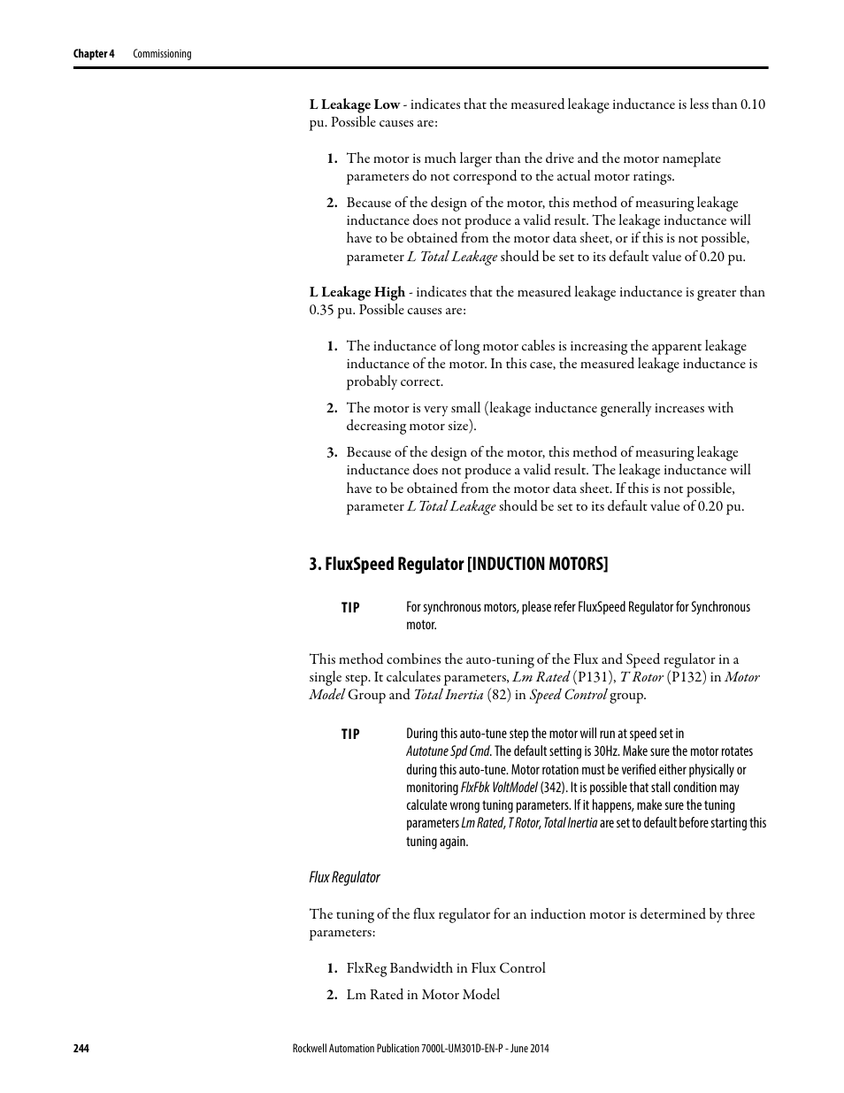 Fluxspeed regulator [induction motors | Rockwell Automation 7000L PowerFlex Medium Voltage AC Drive (C-Frame) - ForGe Control User Manual | Page 244 / 432