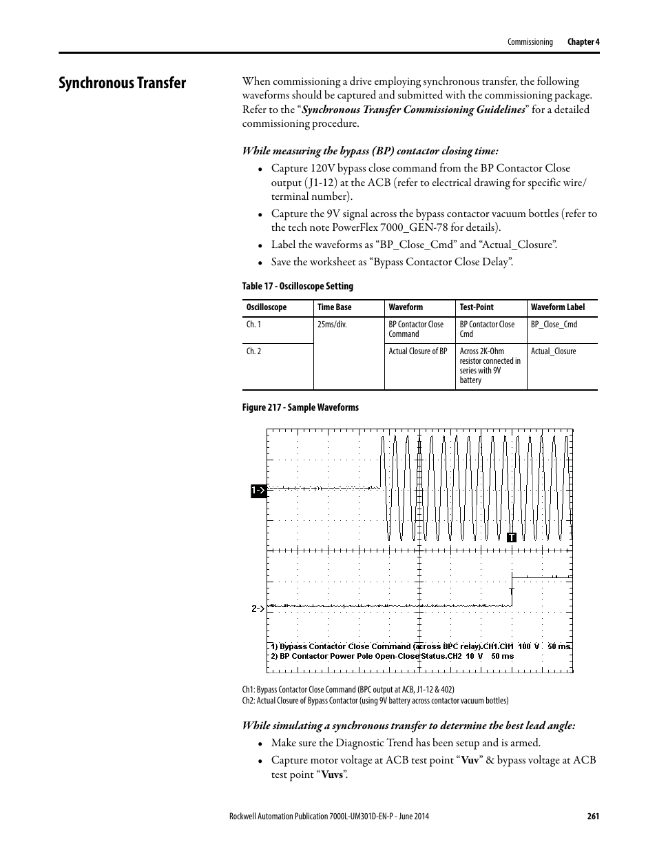 Synchronous transfer | Rockwell Automation 7000L PowerFlex Medium Voltage AC Drive (C-Frame) - ForGe Control User Manual | Page 261 / 432
