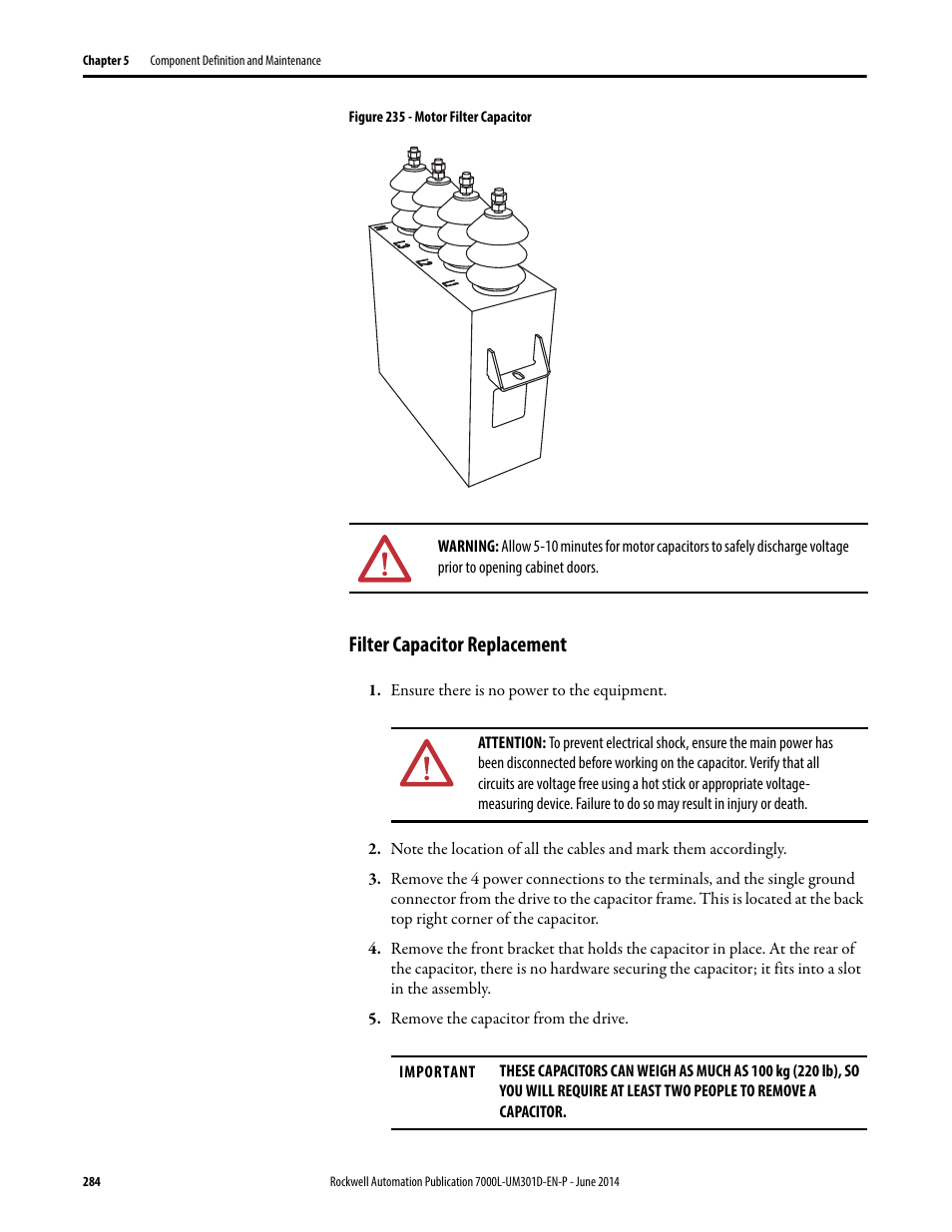 Filter capacitor replacement, Figure 235 | Rockwell Automation 7000L PowerFlex Medium Voltage AC Drive (C-Frame) - ForGe Control User Manual | Page 284 / 432