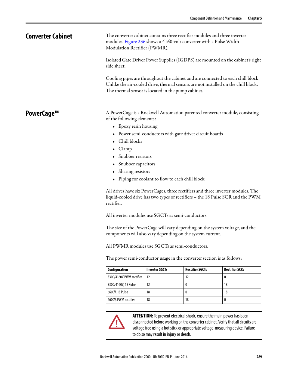 Converter cabinet, Powercage, Converter cabinet powercage | Rockwell Automation 7000L PowerFlex Medium Voltage AC Drive (C-Frame) - ForGe Control User Manual | Page 289 / 432