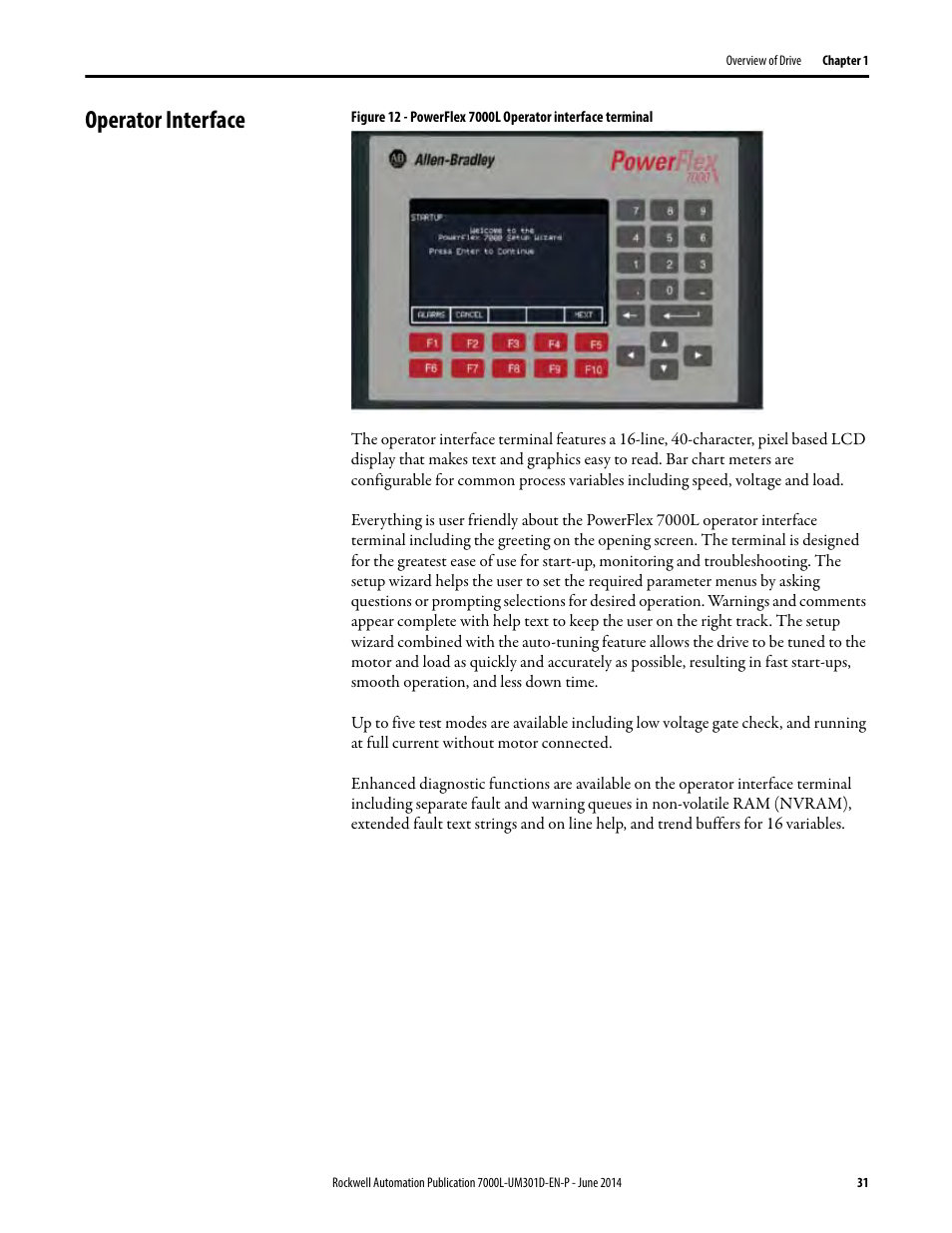 Operator interface | Rockwell Automation 7000L PowerFlex Medium Voltage AC Drive (C-Frame) - ForGe Control User Manual | Page 31 / 432