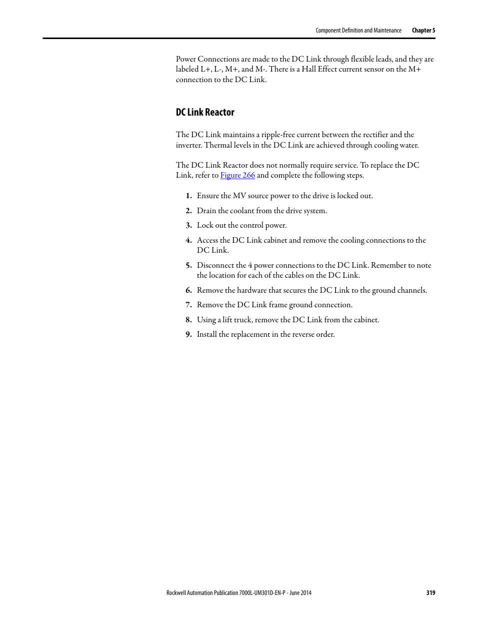 Dc link reactor | Rockwell Automation 7000L PowerFlex Medium Voltage AC Drive (C-Frame) - ForGe Control User Manual | Page 319 / 432