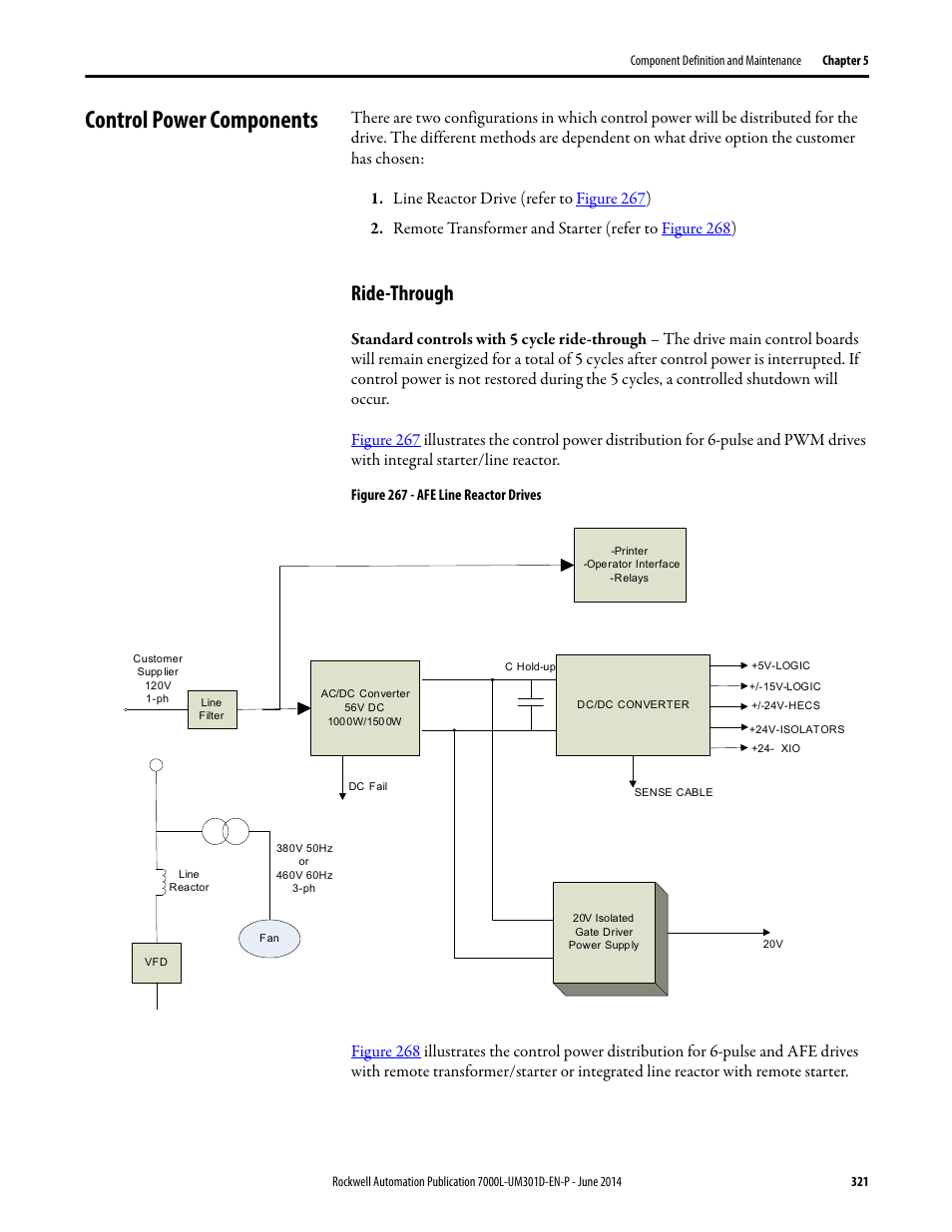 Control power components, Ride-through | Rockwell Automation 7000L PowerFlex Medium Voltage AC Drive (C-Frame) - ForGe Control User Manual | Page 321 / 432