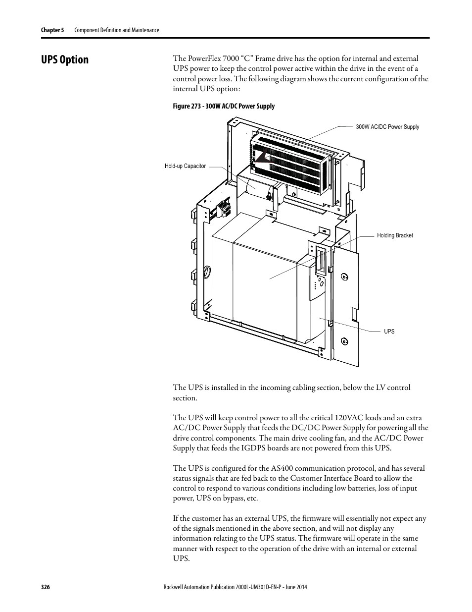 Ups option | Rockwell Automation 7000L PowerFlex Medium Voltage AC Drive (C-Frame) - ForGe Control User Manual | Page 326 / 432