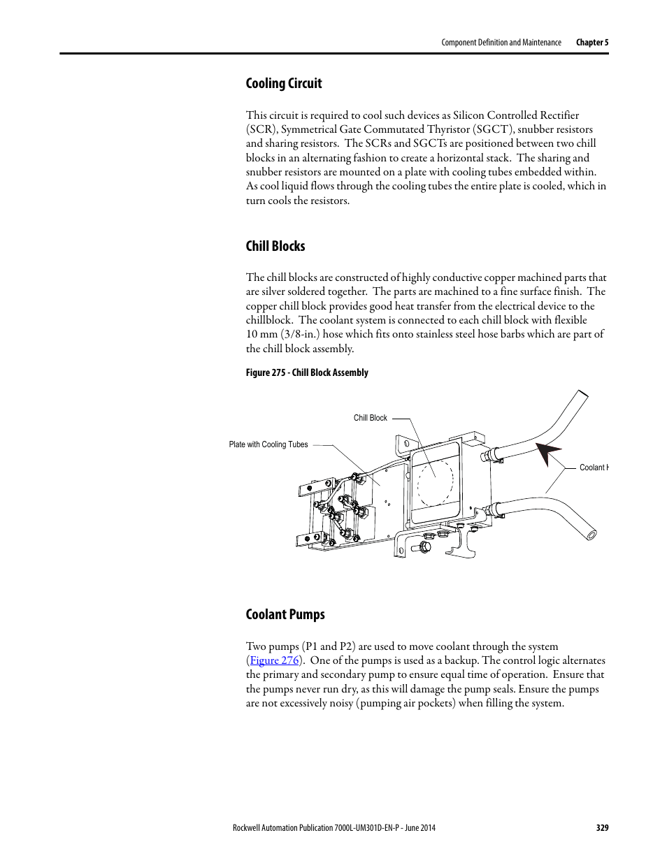 Cooling circuit, Chill blocks, Coolant pumps | Cooling circuit chill blocks coolant pumps | Rockwell Automation 7000L PowerFlex Medium Voltage AC Drive (C-Frame) - ForGe Control User Manual | Page 329 / 432