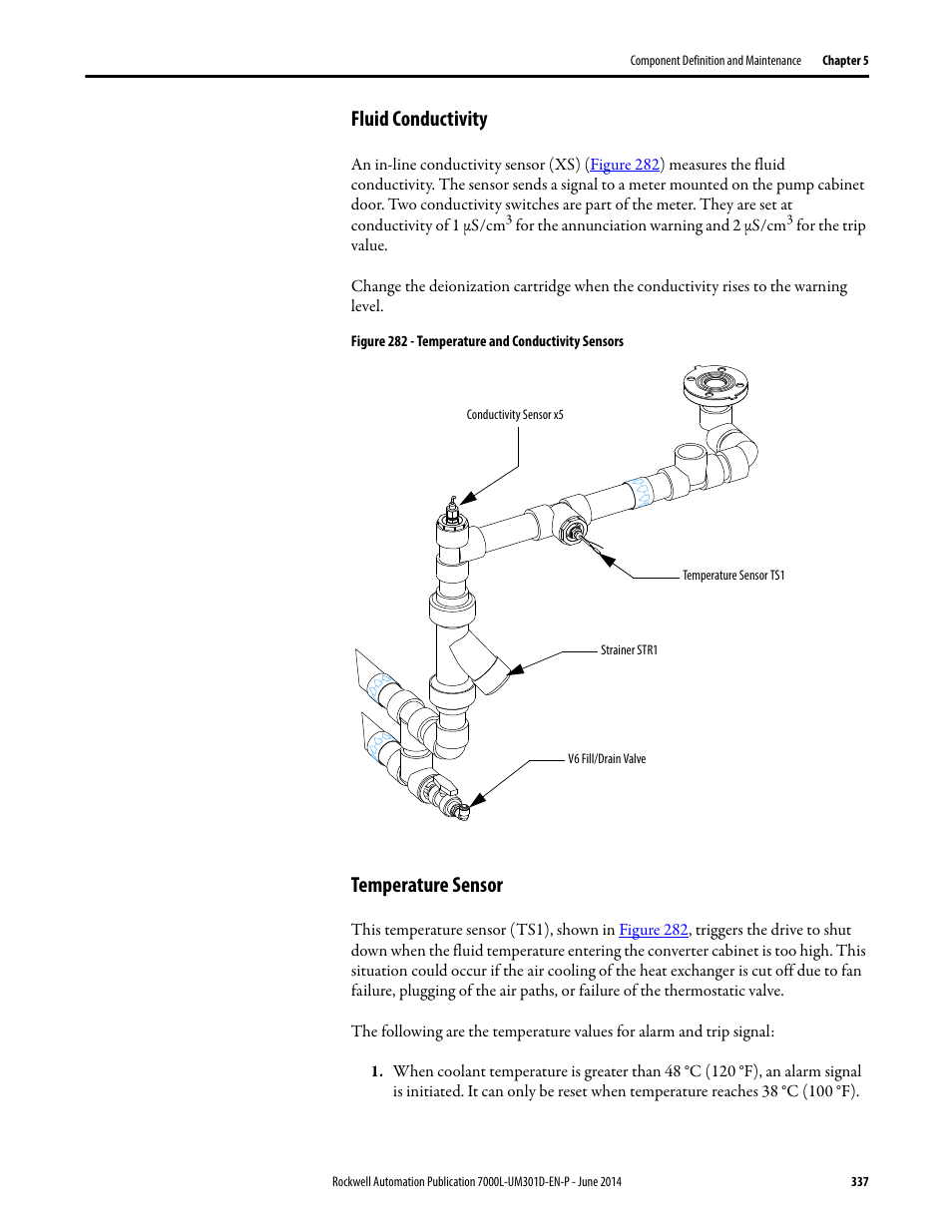 Fluid conductivity, Temperature sensor, Fluid conductivity temperature sensor | Rockwell Automation 7000L PowerFlex Medium Voltage AC Drive (C-Frame) - ForGe Control User Manual | Page 337 / 432