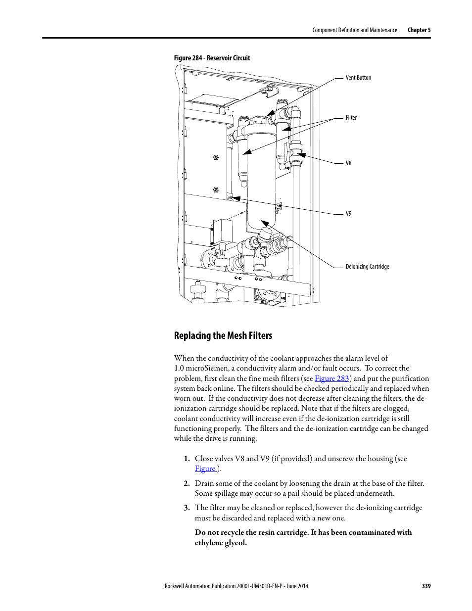 Replacing the mesh filters | Rockwell Automation 7000L PowerFlex Medium Voltage AC Drive (C-Frame) - ForGe Control User Manual | Page 339 / 432