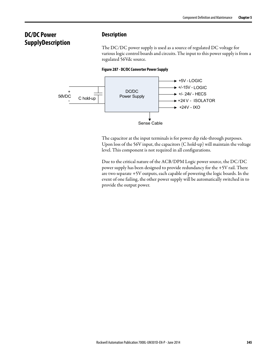 Dc/dc power supplydescription, Description | Rockwell Automation 7000L PowerFlex Medium Voltage AC Drive (C-Frame) - ForGe Control User Manual | Page 345 / 432