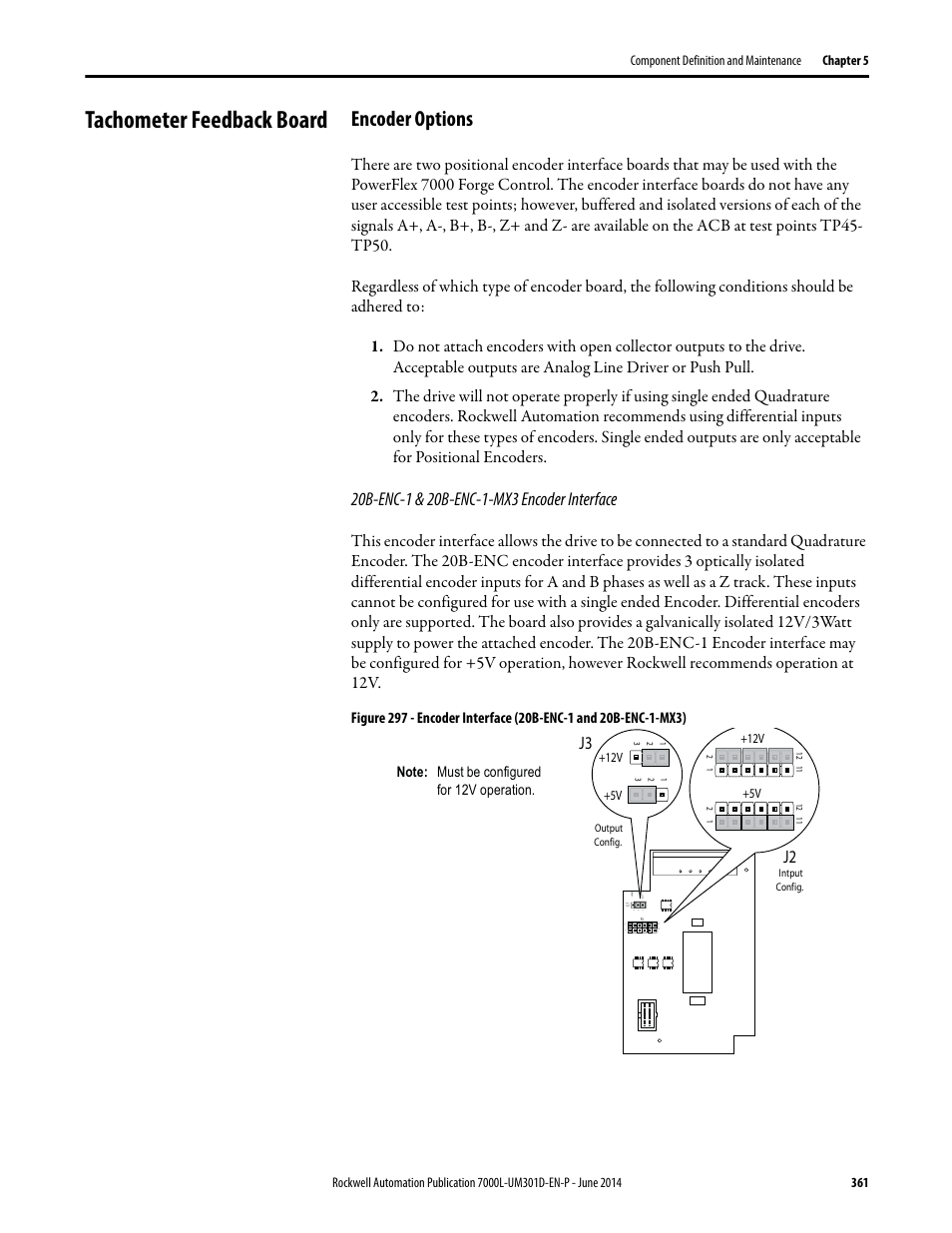 Tachometer feedback board, Encoder options | Rockwell Automation 7000L PowerFlex Medium Voltage AC Drive (C-Frame) - ForGe Control User Manual | Page 361 / 432