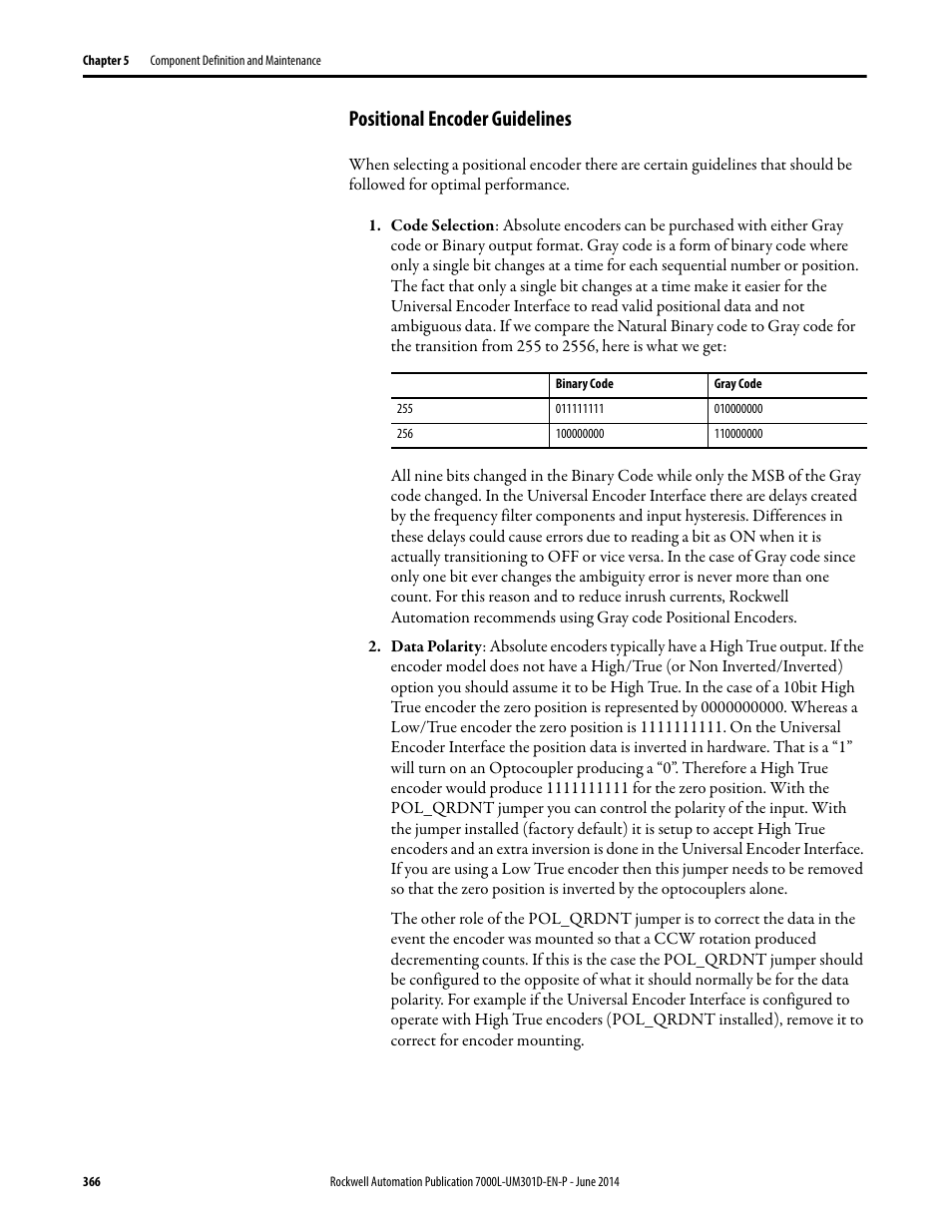 Positional encoder guidelines | Rockwell Automation 7000L PowerFlex Medium Voltage AC Drive (C-Frame) - ForGe Control User Manual | Page 366 / 432