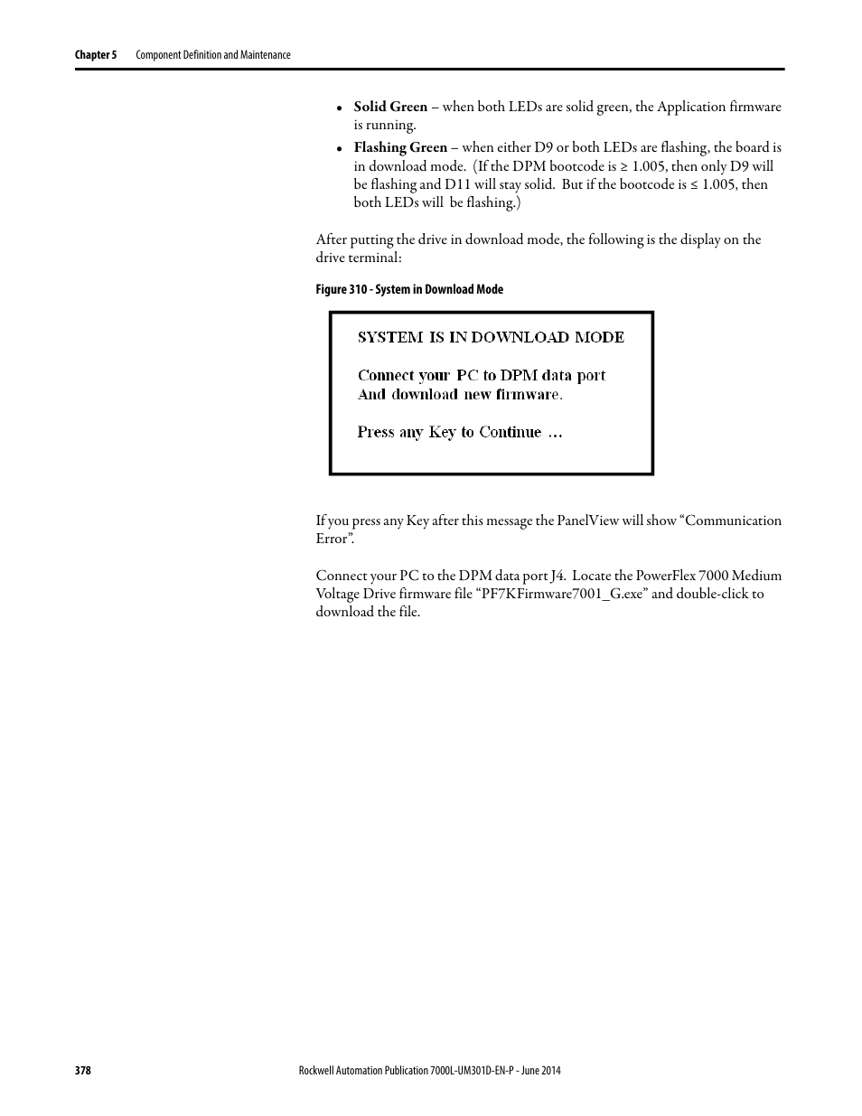 Rockwell Automation 7000L PowerFlex Medium Voltage AC Drive (C-Frame) - ForGe Control User Manual | Page 378 / 432