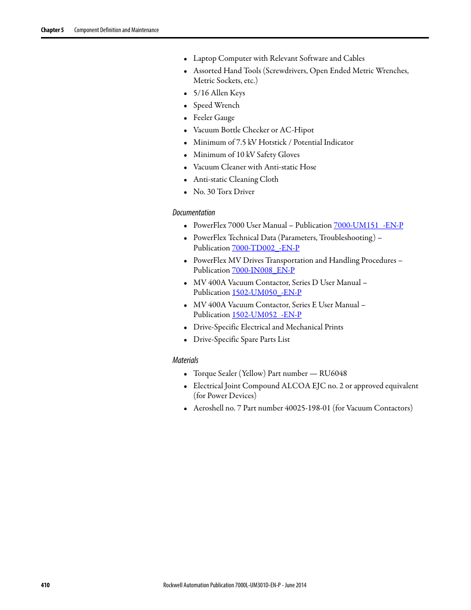 Rockwell Automation 7000L PowerFlex Medium Voltage AC Drive (C-Frame) - ForGe Control User Manual | Page 410 / 432