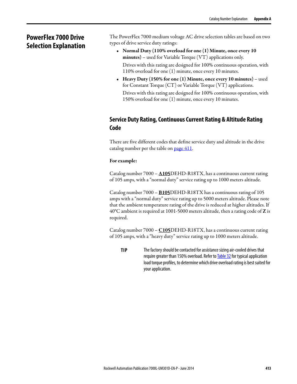 Powerflex 7000 drive selection explanation | Rockwell Automation 7000L PowerFlex Medium Voltage AC Drive (C-Frame) - ForGe Control User Manual | Page 413 / 432