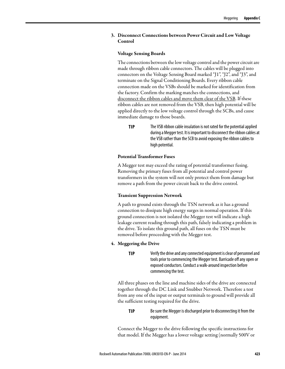 Rockwell Automation 7000L PowerFlex Medium Voltage AC Drive (C-Frame) - ForGe Control User Manual | Page 423 / 432